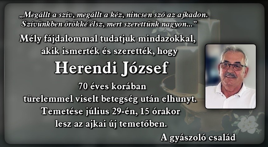 Gyászhír Herendi József