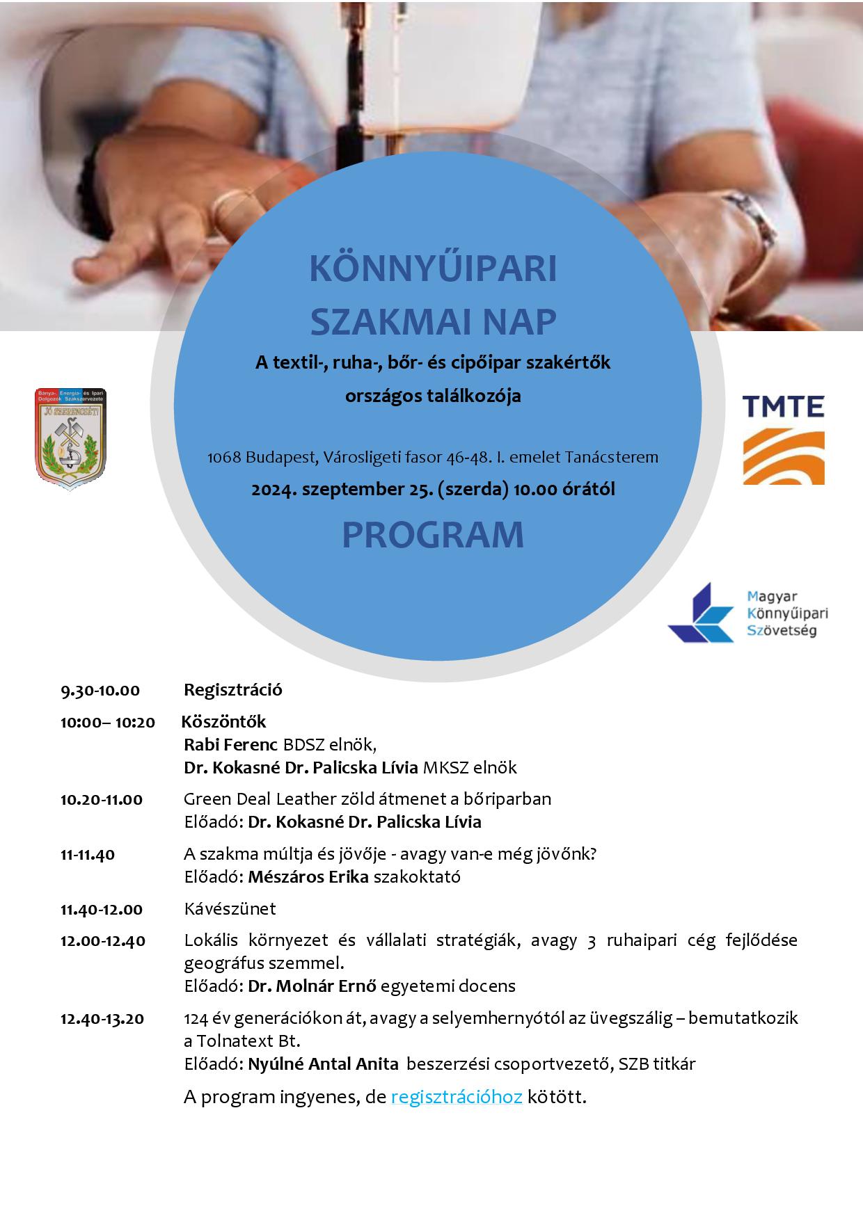 KÖNNYŰIPARI SZAKMAI NAP program